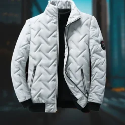 Men's Winter Coat Puffer Jacket Quilted Jacket Transition Jacket Pocket Polyster Vacation Daily Wear Date Regular Fashion Casual Comfortable Thermal Warm Fall & Winter Solid / Plain Color Black Green