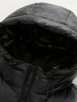 Men's Winter Coat Puffer Jacket Padded Zipper Pocket Polyster Pocket Outdoor Long Fashion Casual Thermal Warm Windproof Winter Plain Black Puffer Jacket