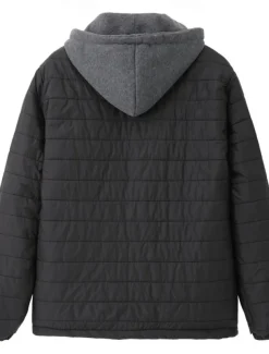 Men's Winter Coat Puffer Jacket Quilted Jacket Transition Jacket Pocket Hooded Office & Career Date Casual Daily Warm Winter Color Block Black Red Navy Blue Blue Puffer Jacket