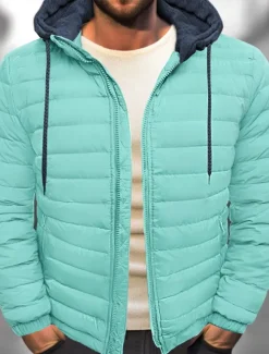 Men's Winter Coat Puffer Jacket Quilted Jacket Transition Jacket Pocket Hooded Office & Career Date Casual Daily Warm Winter Color Block Black Red Navy Blue Blue Puffer Jacket