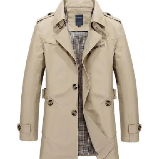 Men's Winter Coat Transition Jacket Overcoat Trench Coat Short Coat Business Casual Cotton Windbreaker Outerwear Clothing Apparel Solid Colored Notch lapel collar