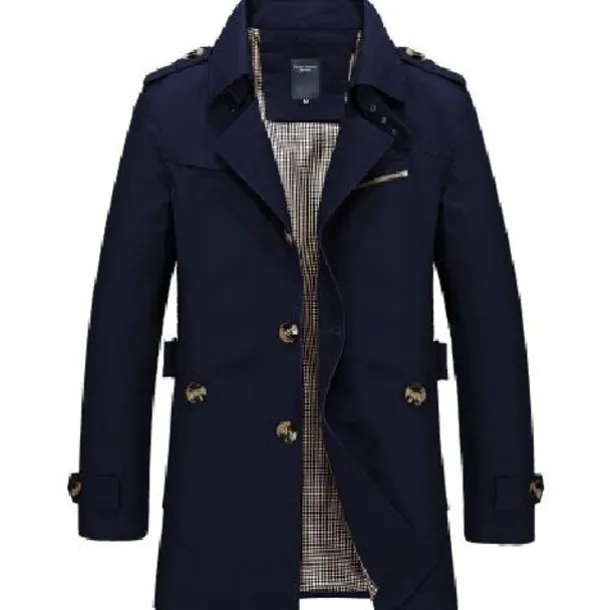 Men's Winter Coat Transition Jacket Overcoat Trench Coat Short Coat Business Casual Cotton Windbreaker Outerwear Clothing Apparel Solid Colored Notch lapel collar