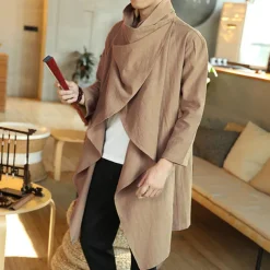 Men's Winter Coat Transition Jacket Trench Coat Cloak / Capes Vacation Business Spring Fall Cotton Blend Quick Dry Lightweight Outerwear Clothing Apparel Streetwear Stylish non-printing Pure Color