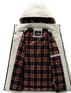 Men's Winter Coat Winter Jacket Sport Coat Raincoat Outdoor Camping & Hiking Waterproof Windbreaker Zipper Pocket Fall Winter Solid Color Fashion Streetwear Hooded Regular Wine Black White Army Green