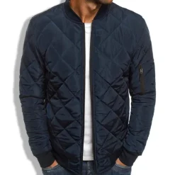 Men's Winter Coat Winter Jacket Puffer Jacket Quilted Jacket Casual Warm Winter Solid Color Classic & Timeless Navy Wine Red ArmyGreen Black Red Jacket