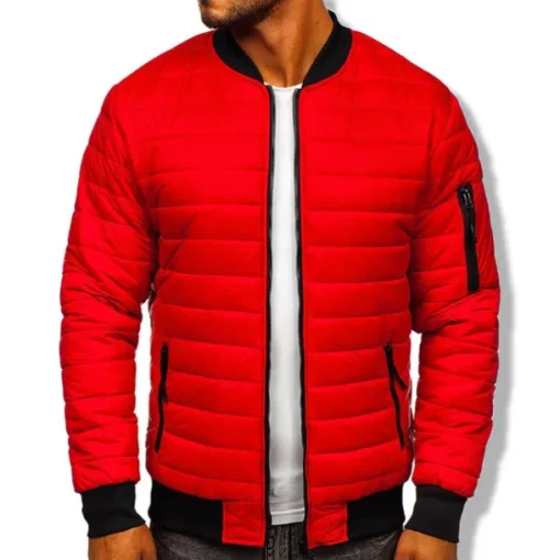 Men's Winter Coat Winter Jacket Puffer Jacket Quilted Jacket Casual Warm Winter Solid Color Classic & Timeless Navy Wine Red ArmyGreen Black Red Jacket