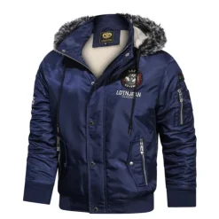 Men's Winter Coat Winter Jacket Parka Embroidered Fleece Hoodie Fur Trim Daily Regular Casual Thermal Warm Winter Plain Black Red Royal Blue Puffer Jacket