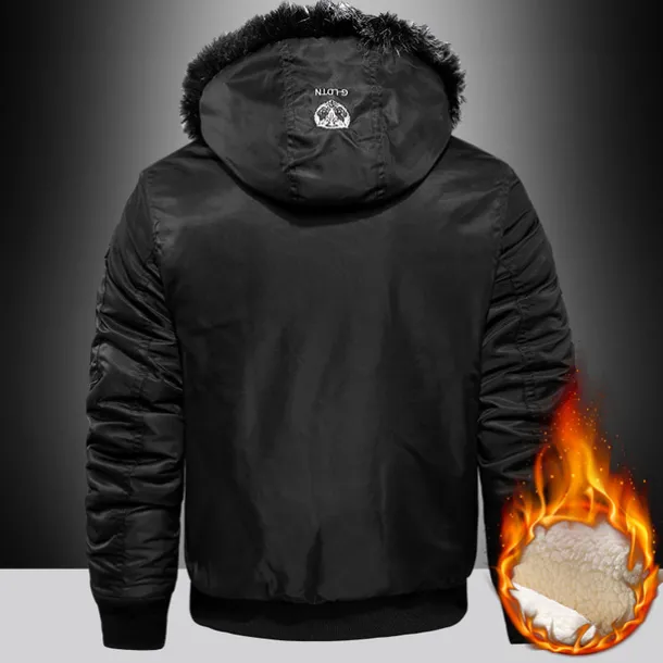 Men's Winter Coat Winter Jacket Parka Embroidered Fleece Hoodie Fur Trim Daily Regular Casual Thermal Warm Winter Plain Black Red Royal Blue Puffer Jacket