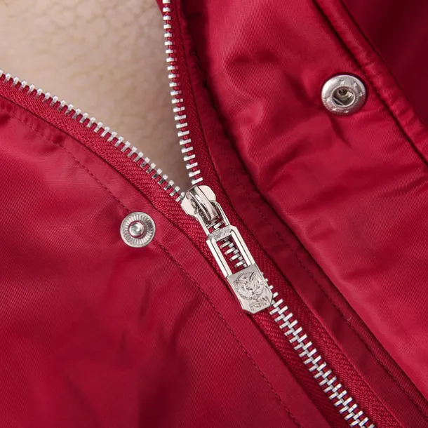 Men's Winter Coat Winter Jacket Parka Embroidered Fleece Hoodie Fur Trim Daily Regular Casual Thermal Warm Winter Plain Black Red Royal Blue Puffer Jacket