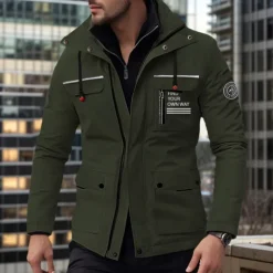 Men's Winter Coat Winter Jacket Fleece Jacket Sport Coat Outdoor Camping & Hiking Waterproof Windbreaker Zipper Pocket Fall Winter Solid Color Fashion Streetwear Hooded Regular Black White Wine Army