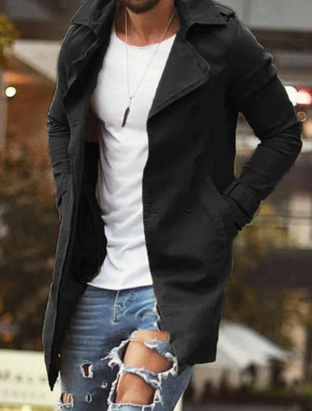 Men's Winter Coat Winter Jacket Jacket Outdoor Street Thermal Warm Breathable Pocket Fall Winter Solid Color Streetwear Sporty Turndown Long Regular Fit Black Blue Green Khaki Grey Jacket