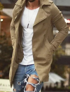 Men's Winter Coat Winter Jacket Jacket Outdoor Street Thermal Warm Breathable Pocket Fall Winter Solid Color Streetwear Sporty Turndown Long Regular Fit Black Blue Green Khaki Grey Jacket