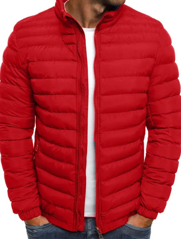Men's Winter Coat Winter Jacket Puffer Jacket Quilted Jacket Classic Style Casual Warm Winter Solid Color Light Blue Navy Big red Grass Green Puffer Jacket