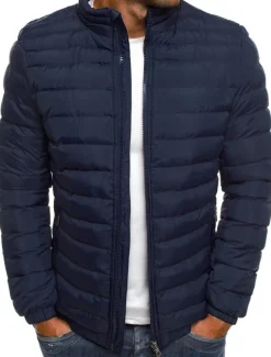 Men's Winter Coat Winter Jacket Puffer Jacket Quilted Jacket Classic Style Casual Warm Winter Solid Color Light Blue Navy Big red Grass Green Puffer Jacket