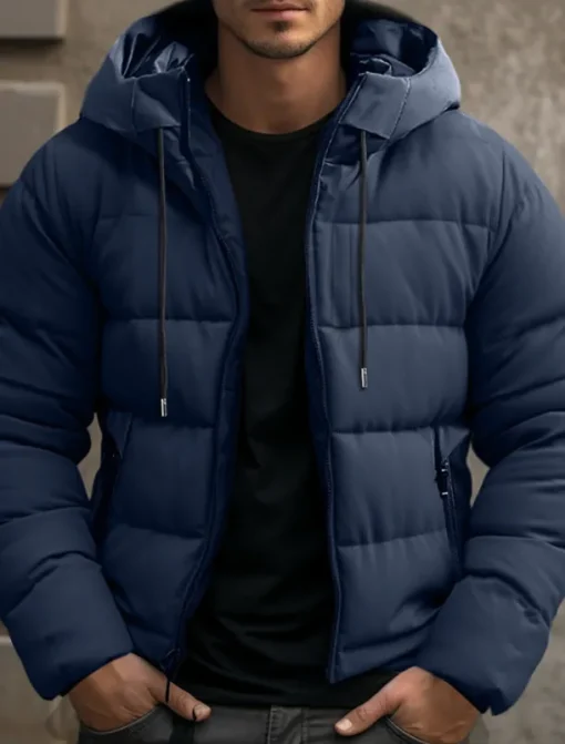 Men's Winter Coat Winter Jacket Puffer Jacket Zipper Pocket Polyster Pocket Outdoor Date Casual Daily Regular Fashion Casual Windproof Warm Winter Plain Black Blue Gray Puffer Jacket