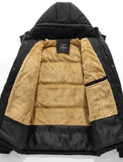 Men's Winter Coat Winter Jacket Puffer Jacket Fleece Jacket Zipper Pocket Polyster Pocket Outdoor Date Casual Daily Regular Fashion Casual Windproof Warm Winter Plain Black Puffer Jacket