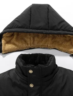 Men's Winter Coat Winter Jacket Puffer Jacket Fleece Jacket Zipper Pocket Polyster Pocket Outdoor Date Casual Daily Regular Fashion Casual Windproof Warm Winter Plain Black Puffer Jacket