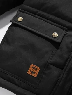 Men's Winter Coat Winter Jacket Puffer Jacket Fleece Jacket Zipper Pocket Polyster Pocket Outdoor Date Casual Daily Regular Fashion Casual Windproof Warm Winter Plain Black Puffer Jacket