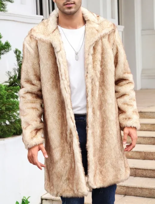 Men's Winter Coat Winter Jacket Fur Coat Daily Wear Vacation Soft Outdoor Pocket Winter Pure Color Warm Ups Comfort Lapel Black White Brown Light Grey Dark Coffee Jacket