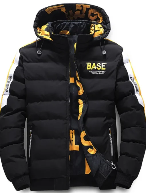 Men's Winter Coat Winter Jacket Puffer Jacket Quilted Jacket Pocket Full Zip Print Outdoor Street Daily Regular Sporty Casual Warm Breathable Fall Winter Letter Black Yellow Red Khaki Puffer Jacket