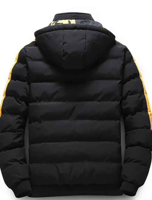 Men's Winter Coat Winter Jacket Puffer Jacket Quilted Jacket Pocket Full Zip Print Outdoor Street Daily Regular Sporty Casual Warm Breathable Fall Winter Letter Black Yellow Red Khaki Puffer Jacket
