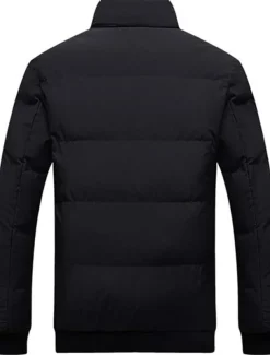 Men's Winter Coat Winter Jacket Puffer Jacket Zipper Pocket Polyster Pocket Office & Career Date Casual Daily Regular Keep Warm Thermal Warm Windproof Outdoor Winter Solid / Plain Color Black Red