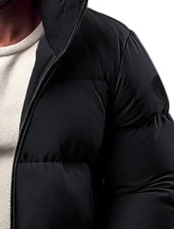 Men's Winter Coat Winter Jacket Puffer Jacket Zipper Pocket Polyster Pocket Office & Career Date Casual Daily Regular Keep Warm Thermal Warm Windproof Outdoor Winter Solid / Plain Color Black Red