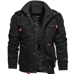 Men's Winter Coat Winter Jacket Fleece Jacket Work Jacket Street Casual Windproof Warm Fall Winter Tactical Cotton ArmyGreen Black khaki Jacket