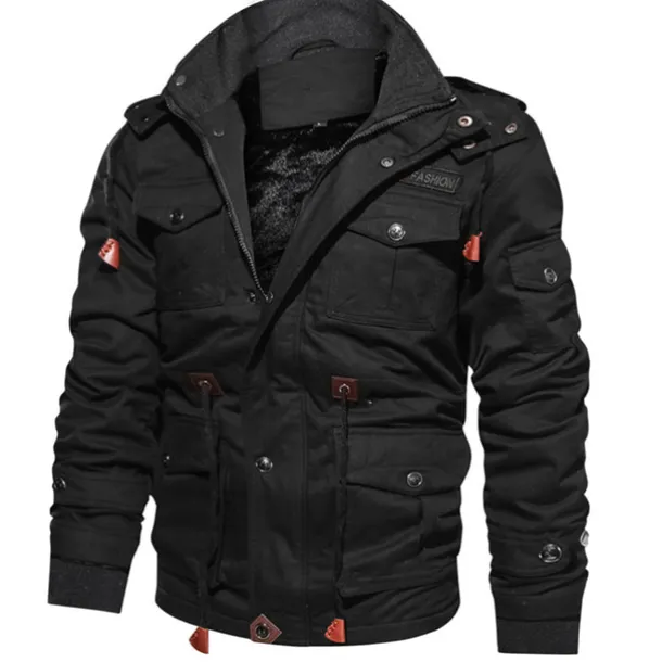 Men's Winter Coat Winter Jacket Fleece Jacket Work Jacket Street Casual Windproof Warm Fall Winter Tactical Cotton ArmyGreen Black khaki Jacket