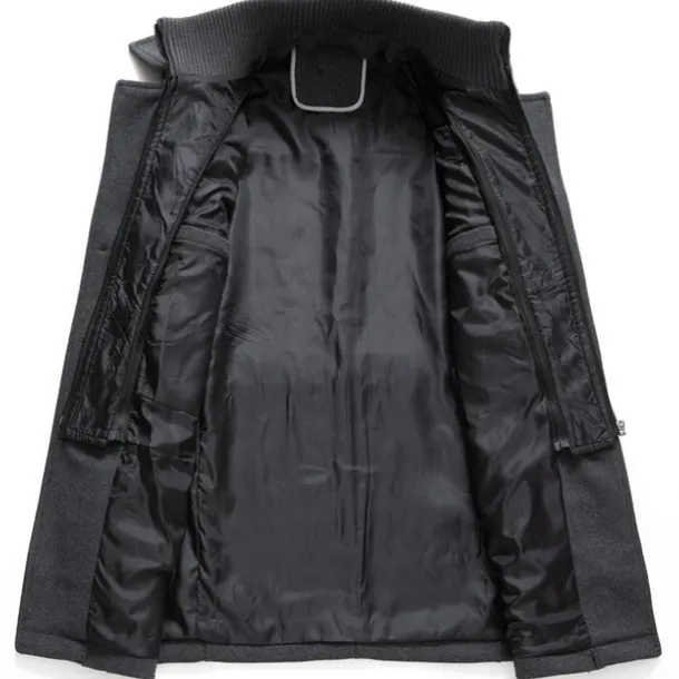 Men's Winter Coat Wool Coat Overcoat Business Casual Spring Winter Autumn Wool Windproof Warm Outerwear Clothing Apparel Active Chic & Modern Solid Colored Rolled collar