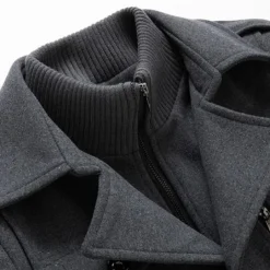Men's Winter Coat Wool Coat Overcoat Business Casual Spring Winter Autumn Wool Windproof Warm Outerwear Clothing Apparel Active Chic & Modern Solid Colored Rolled collar