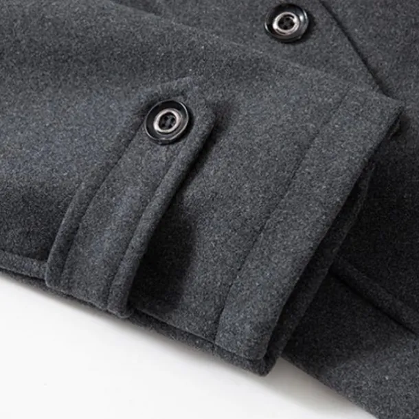 Men's Winter Coat Wool Coat Overcoat Business Casual Spring Winter Autumn Wool Windproof Warm Outerwear Clothing Apparel Active Chic & Modern Solid Colored Rolled collar