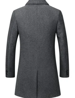 Men's Winter Coat Wool Coat Overcoat Business Casual Winter Wool Outerwear Clothing Apparel Basic Solid Colored Notch lapel collar