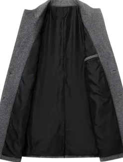 Men's Winter Coat Wool Coat Overcoat Business Casual Winter Wool Outerwear Clothing Apparel Basic Solid Colored Notch lapel collar