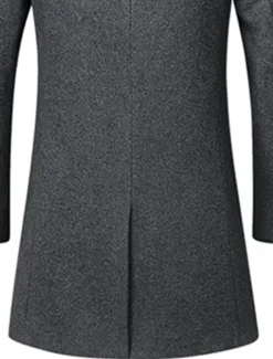 Men's Winter Coat Wool Coat Overcoat Business Casual Winter Wool Outerwear Clothing Apparel Basic Solid Colored Notch lapel collar