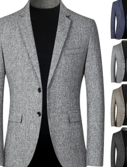 Men's Winter Coat Wool Coat Overcoat Short Coat Blazer Formal Daily Wear Fall Winter Terylene Thermal Warm Outdoor Outerwear Clothing Apparel Fashion Modern Contemporary Plaid Pocket Turndown Single