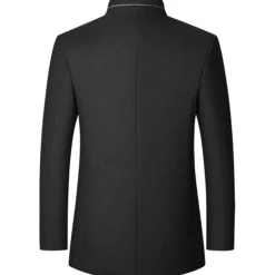 Men's Winter Coat Wool Coat Overcoat Business Daily Wear Winter Wool Thermal Warm Outdoor Outerwear Clothing Apparel Fashion Warm Ups Solid Colored Pocket Standing Collar Single Breasted