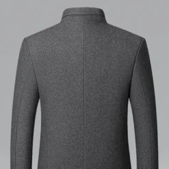 Men's Winter Coat Wool Coat Overcoat Business Daily Wear Winter Wool Thermal Warm Outdoor Outerwear Clothing Apparel Fashion Warm Ups Solid Colored Pocket Standing Collar Single Breasted