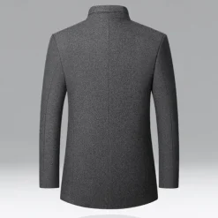 Men's Winter Coat Wool Coat Trench Coat Daily Vacation Fall & Winter Polyester Thermal Warm Outerwear Clothing Apparel Fashion Classic Plain Pocket Stand Collar Single Breasted