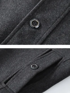 Men's Winter Coat Wool Coat Trench Coat Outdoor Daily Wear Fall & Winter Woolen Thermal Warm Windbreaker Outerwear Clothing Apparel Fashion Streetwear Plain Pocket Lapel Single Breasted