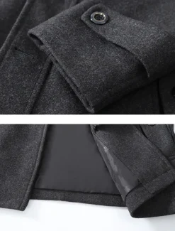 Men's Winter Coat Wool Coat Trench Coat Outdoor Daily Wear Fall & Winter Woolen Thermal Warm Windbreaker Outerwear Clothing Apparel Fashion Streetwear Plain Pocket Lapel Single Breasted