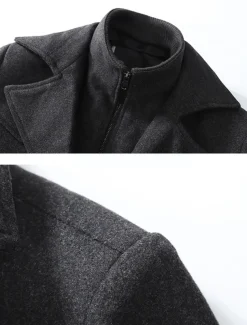 Men's Winter Coat Wool Coat Trench Coat Outdoor Daily Wear Fall & Winter Woolen Thermal Warm Windbreaker Outerwear Clothing Apparel Fashion Streetwear Plain Pocket Lapel Single Breasted