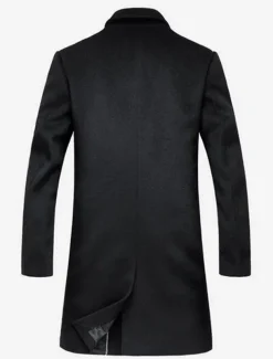 Men's Winter Coat Wool Coat Overcoat Work Street Winter Wool Windproof Warm Outerwear Clothing Apparel Solid Colored Notch lapel collar