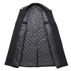 Men's Winter Coat Wool Coat Peacoat Business Casual Spring Fall Winter Woolen Thermal Warm Breathable Outerwear Clothing Apparel Casual Solid Color Pocket Turndown Double Breasted