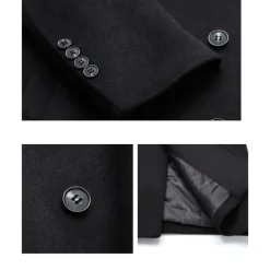 Men's Winter Coat Wool Coat Peacoat Business Casual Spring Fall Winter Woolen Thermal Warm Breathable Outerwear Clothing Apparel Casual Solid Color Pocket Turndown Double Breasted