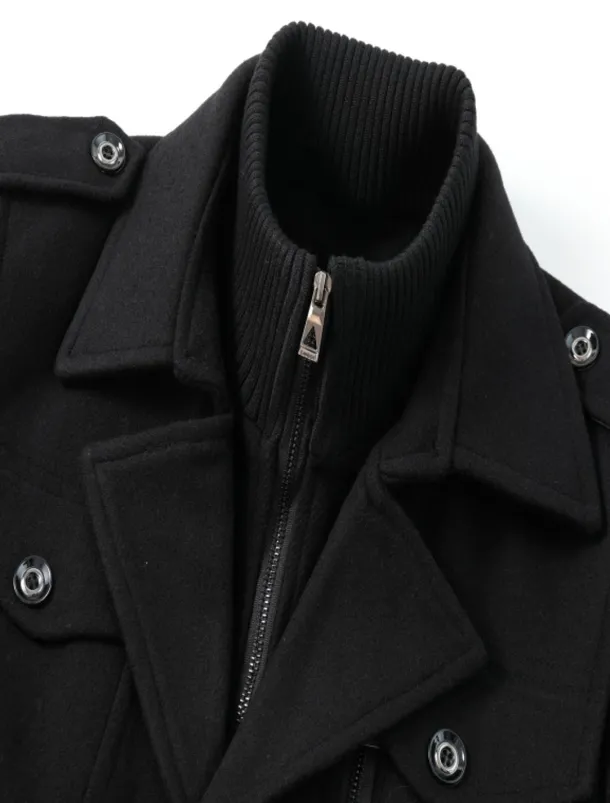 Men's Winter Coat Wool Coat Overcoat Business Casual Winter 30% Wool Windproof Warm Outerwear Clothing Apparel Chic & Modern Solid Colored Rolled collar