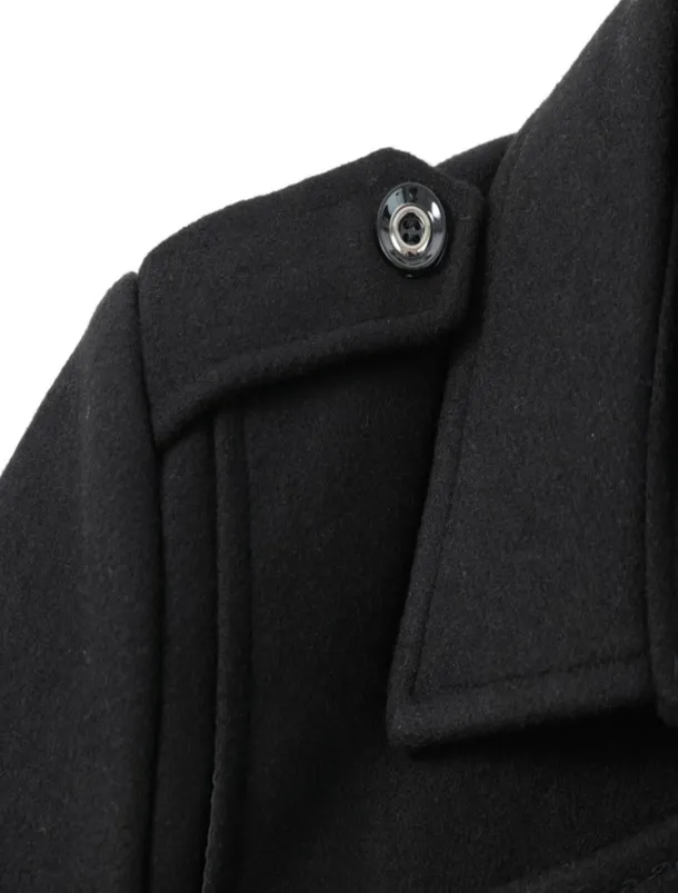 Men's Winter Coat Wool Coat Overcoat Business Casual Winter 30% Wool Windproof Warm Outerwear Clothing Apparel Chic & Modern Solid Colored Rolled collar