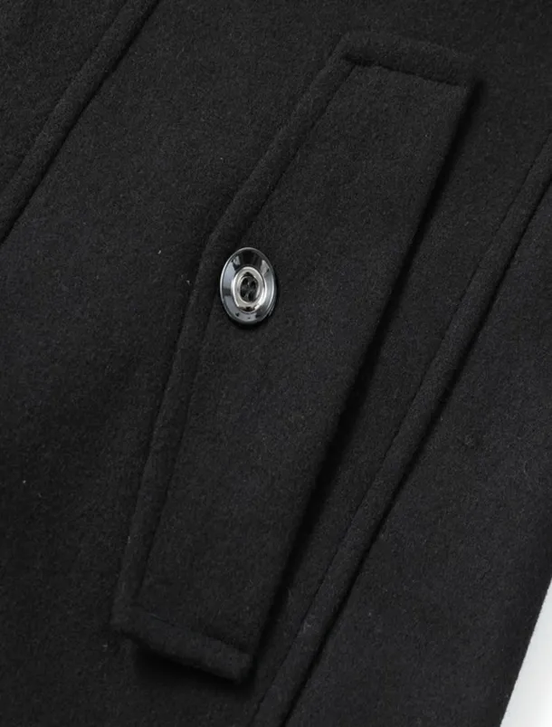 Men's Winter Coat Wool Coat Overcoat Business Casual Winter 30% Wool Windproof Warm Outerwear Clothing Apparel Chic & Modern Solid Colored Rolled collar
