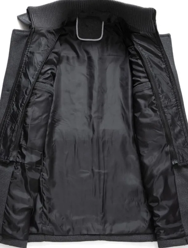 Men's Winter Coat Wool Coat Overcoat Business Casual Winter 30% Wool Windproof Warm Outerwear Clothing Apparel Chic & Modern Solid Colored Rolled collar
