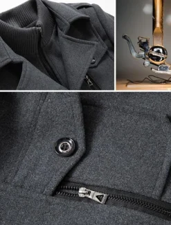 Men's Winter Coat Wool Coat Overcoat Business Casual Winter 30% Wool Windproof Warm Outerwear Clothing Apparel Chic & Modern Solid Colored Rolled collar